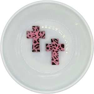 S-1247 Pink Leopard Printed Cross Silicone Buddy EXCLUSIVE 30x21mm