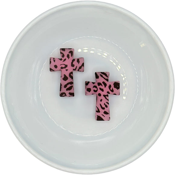 Pink Leopard Printed Cross Silicone Buddy EXCLUSIVE 30x21mm
