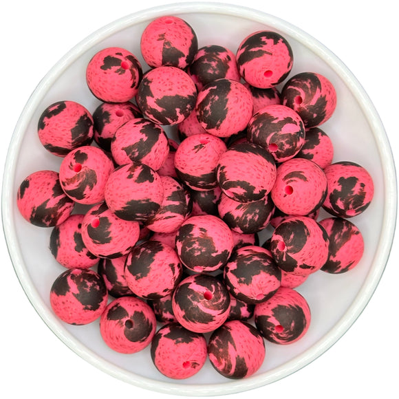 15-33 Hot Pink Cowhide 15mm Silicone Bead EXCLUSIVE