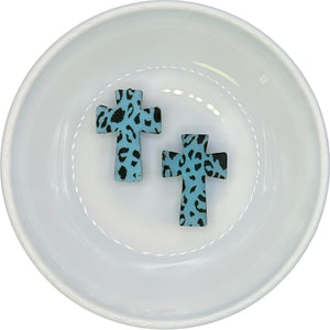 S-59 Blue Leopard Printed Cross Silicone Buddy EXCLUSIVE 30x21mm