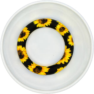 BLACK Sunflower Print 65mm Silicone Ring/Pendant