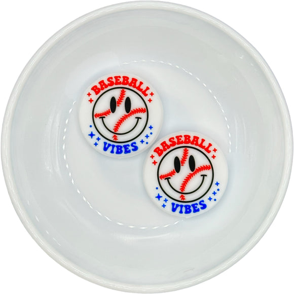 S-256 WHITE, BLUE & RED Baseball VIBES Silicone Buddy EXCLUSIVE