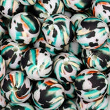 15-46 DISTRESSED SERAPE COW 15mm Silicone Bead EXCLUSIVE