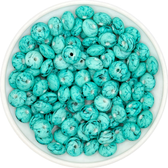 TURQUOISE Print Lintel Silicone Bead 12x6mm