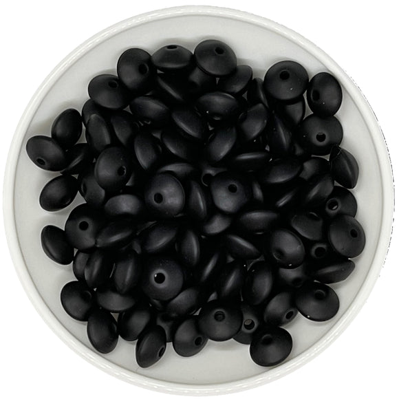 Black Lentil Silicone Bead 12x6mm