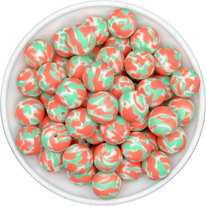 15-58 CORAL & MINT Cowhide 15mm Silicone Bead EXCLUSIVE