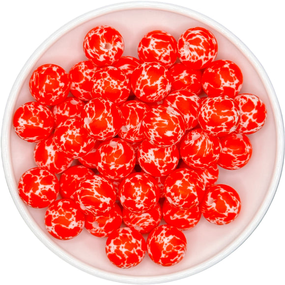 WHITE & RED Cowhide 15mm Silicone Bead EXCLUSIVE