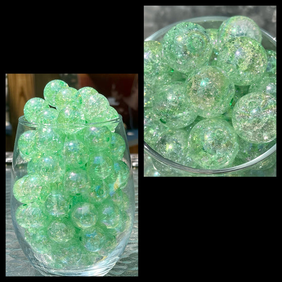 Mint Green Iridescent Cracked Glass