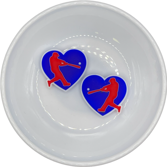 S-279 ROYAL BLUE & RED Love Baseball Silicone Buddy EXCLUSIVE 28.5x30mm