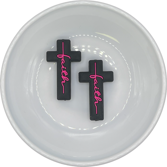 S-422 HOT PINK Faith Cross Silicone Buddy EXCLUSIVE 39x22.5mm