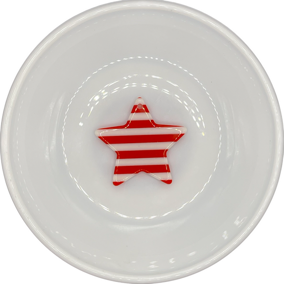 Red Striped Star Resin Charm
