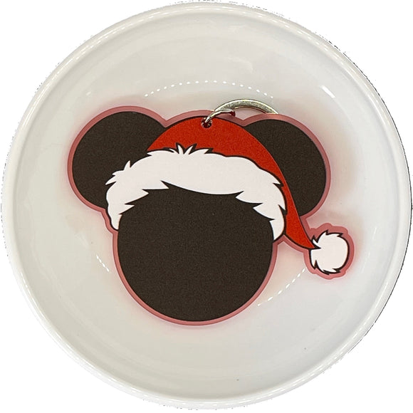 Decorated Christmas Boy Mouse Head Acrylic Keychain