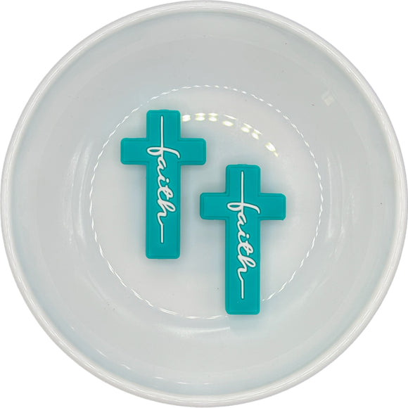 TURQUOISE Faith Cross Silicone Buddy EXCLUSIVE 39x22.5mm