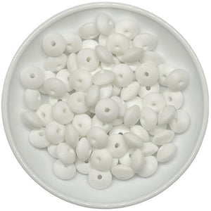 White Lentil Silicone Bead 12x6mm