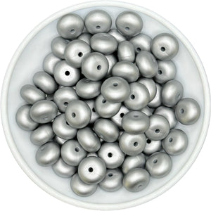 Metallic SILVER Round Abacus Silicone 14mm