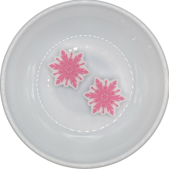 Pink Snowflake Silicone Buddy 26.5x24.5mm