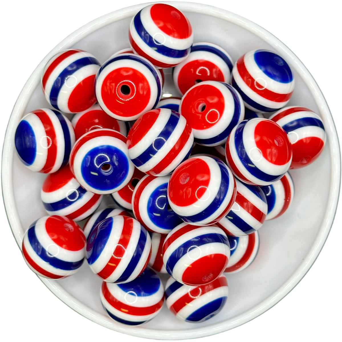 Red, White & Blue Stripes Platinum Moose Beads and Supplies