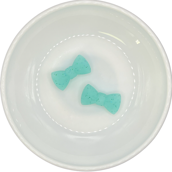 TURQUOISE GLITTER BOW Silicone Buddy EXCLUSIVE 25x13mm