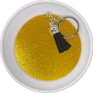 Decorated 3 Inch Gold Glitter Acrylic Keychain