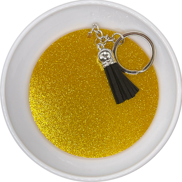 Decorated 3 Inch Gold Glitter Acrylic Keychain