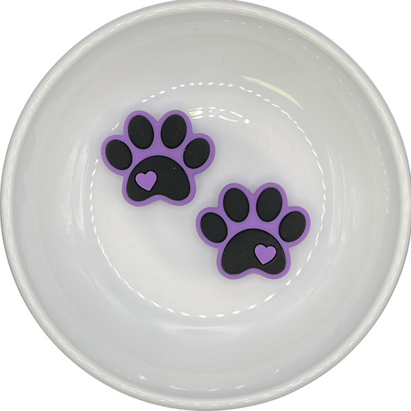 S-312 Purple Paw Print Silicone Buddy 25.5x30mm