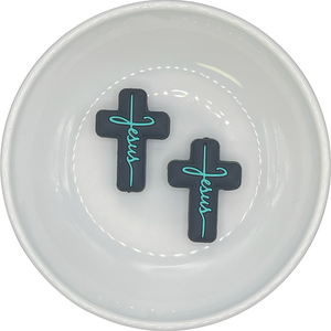S-414 JESUS BLACK w/ TURQUOISE Cross Silicone Buddy EXCLUSIVE