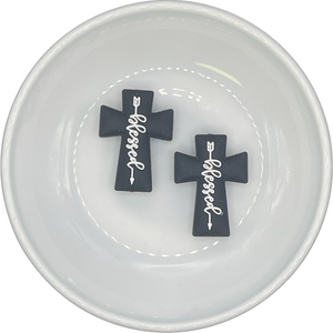 BLESSED BLACK w/ WHITE Cross Silicone Buddy EXCLUSIVE