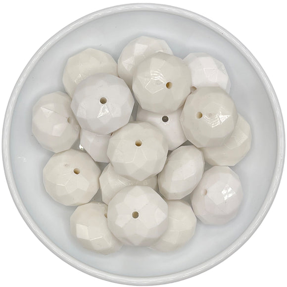 White Rondelle Facet Beads