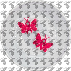 Pink Butterfly Ribbon Silicone Buddy EXCLUSIVE 26x30.5mm