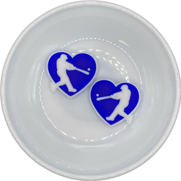 ROYAL BLUE & White Love Baseball Silicone Buddy EXCLUSIVE 28.5x30mm