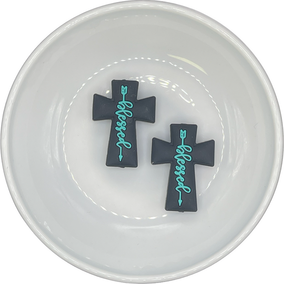 BLESSED BLACK w/ TURQUOISE Cross Silicone Buddy EXCLUSIVE