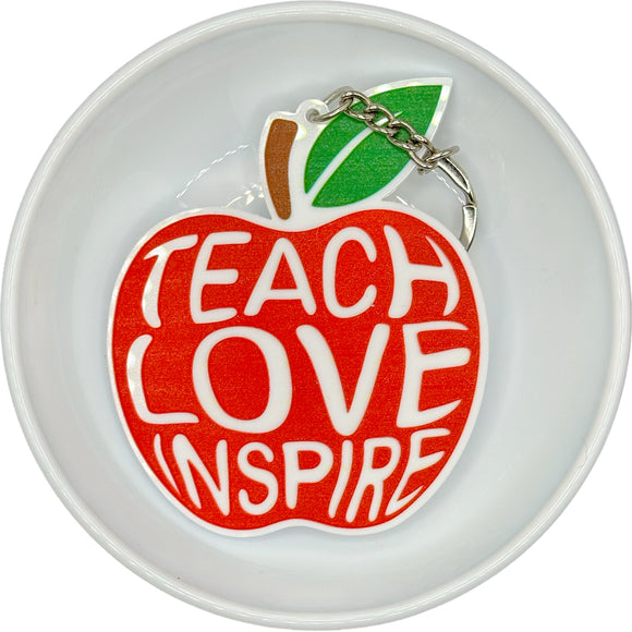 Decorated TEACH LOVE INSPIRE Apple Acrylic Keychain