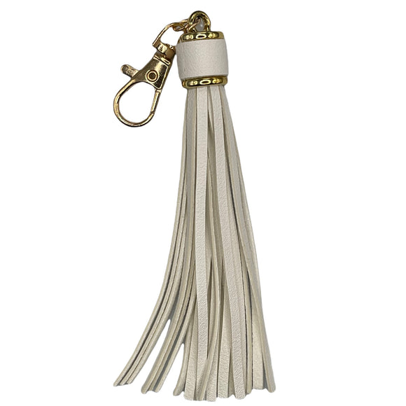 White Faux Leather Long Tassel