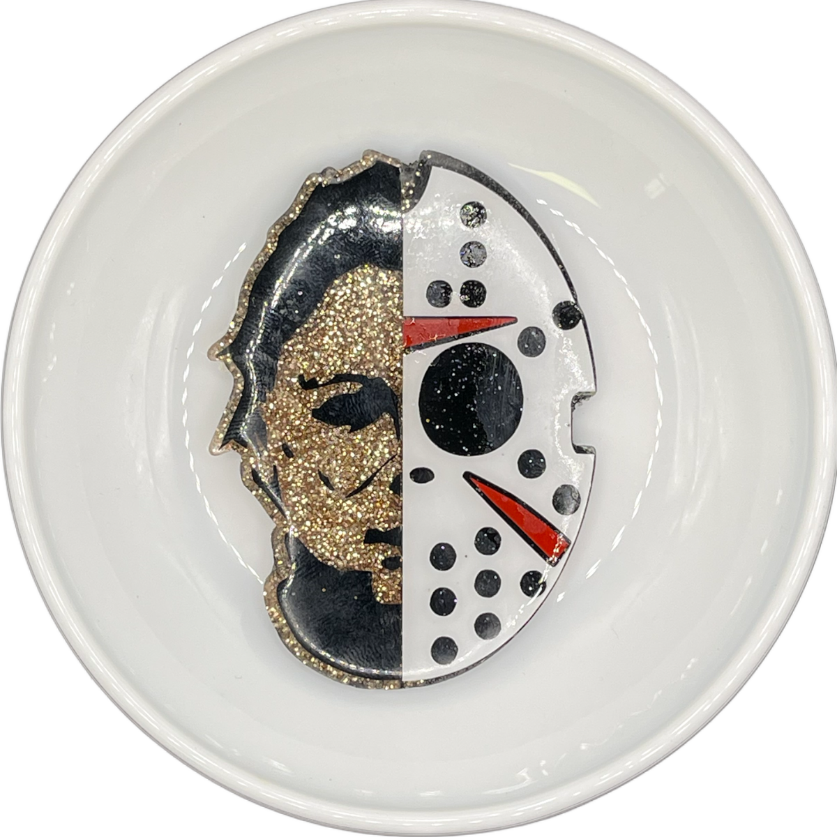 Michael Myers/Hockey Mask Split Acrylic Blank Platinum Moose Beads