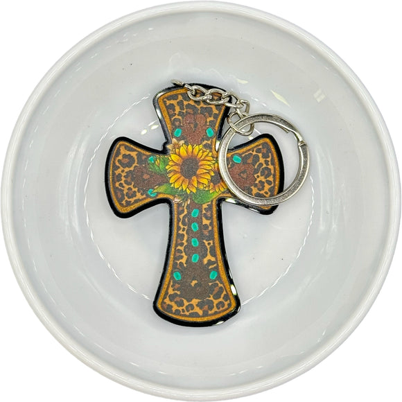 Decorated Western Cross Keychain