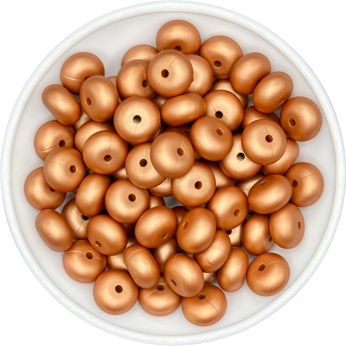 Metallic BRONZE Round Abacus Silicone 14mm Platinum Moose Beads and