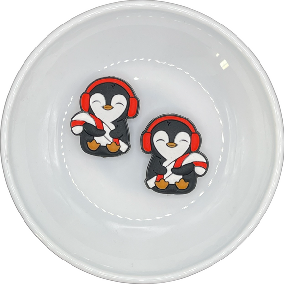 Candy Cane Penguin Silicone Buddy 30.5x25.5mm