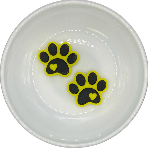 S-310 Yellow Paw Print Silicone Buddy 25.5x30mm