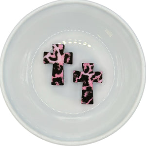 S-84 Pink Leopard Printed Cross Silicone Buddy EXCLUSIVE 30x21mm